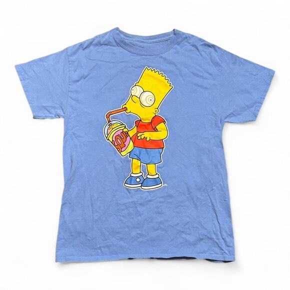 The Simpsons Bart Squishee Tee – Periwinkle Y2K Cartoon-Core Big Front Print - Picture 1 of 6